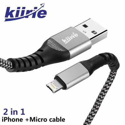 Kiirie 2 in 1 iPhone Micro Charging USB Cable 1Pack1M33FT Charging Cord with Reversible Connector
Kiirie 2 in 1 iPhone Micro Charging USB Cable 1Pack1M33FT Charging Cord with Reversible Connector