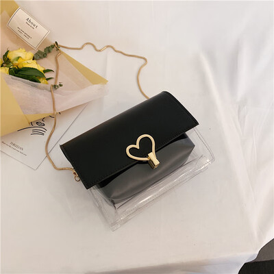 2019 new casual heart-shaped lock buckle Messenger bag female chic wild chain shoulder bag personality transparent mother-in-law package
2019 new casual heart-shaped lock buckle Messenger bag female chic wild chain shoulder bag personality transparent mother-in-law package