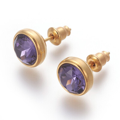 304 Stainless Steel Ear Studs with Cubic Zirconia Flat Round Golden BlueViolet 10x17mm Pin 07mm
304 Stainless Steel Ear Studs with Cubic Zirconia Flat Round Golden BlueViolet 10x17mm Pin 07mm