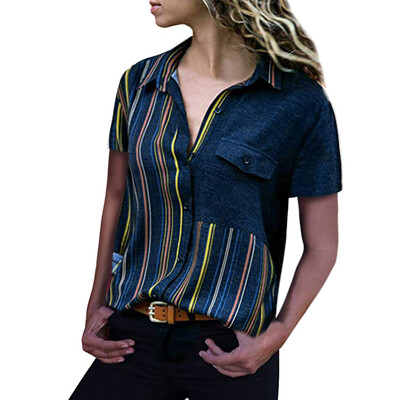 Starmoon Women Casual Striped Cuffed ShortSleeve V-Neck Button-Up Color Block Blouse Tops
Starmoon Women Casual Striped Cuffed ShortSleeve V-Neck Button-Up Color Block Blouse Tops