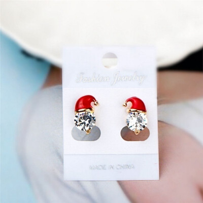 Trendy Fashion Girl Christmas Ear Decoration High Quality Metal Rhinestone Santa Claus Hat Shaped Push-back Earrings
Trendy Fashion Girl Christmas Ear Decoration High Quality Metal Rhinestone Santa Claus Hat Shaped Push-back Earrings
