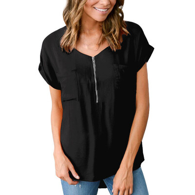 Starmoon Womens Casual Zipper Stitching Solid Short Sleeve V Neck T-Shirt Tops Blouse
Starmoon Womens Casual Zipper Stitching Solid Short Sleeve V Neck T-Shirt Tops Blouse