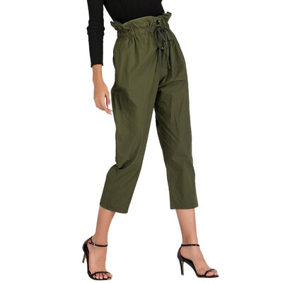 Fashion Women Pants Solid Color Ruched High Waist Casual Tie-Waist Work Office Cropped Trousers Green
Fashion Women Pants Solid Color Ruched High Waist Casual Tie-Waist Work Office Cropped Trousers Green