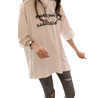 Cotton Casual Letter Print Long Tshirt Round Neck Half Sleeve Womens Tops Summer Harajuku Loose Side Split T-shirt
Cotton Casual Letter Print Long Tshirt Round Neck Half Sleeve Womens Tops Summer Harajuku Loose Side Split T-shirt