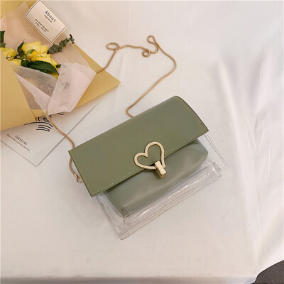 2019 new casual heart-shaped lock buckle Messenger bag female chic wild chain shoulder bag personality transparent mother-in-law package
2019 new casual heart-shaped lock buckle Messenger bag female chic wild chain shoulder bag personality transparent mother-in-law package