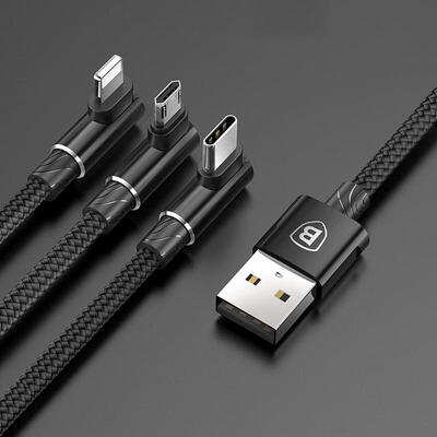 BASEUS One Drag Three Charging Data Cable 35A 12m Elbow Type-C Lightning Micro USB Charge Wire Cable-12m
BASEUS One Drag Three Charging Data Cable 35A 12m Elbow Type-C Lightning Micro USB Charge Wire Cable-12m