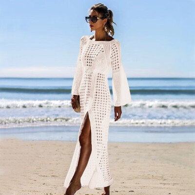 Sexy Women Bikini Cover Up Sheer Fishnet Hollow Out Split Knitted Swimsuit Coverups Beach Long Dress WhiteBlackBeige
Sexy Women Bikini Cover Up Sheer Fishnet Hollow Out Split Knitted Swimsuit Coverups Beach Long Dress WhiteBlackBeige