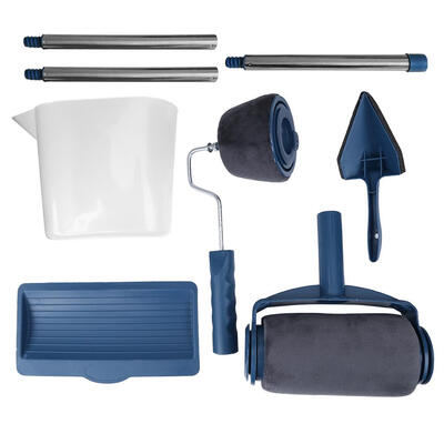 8pcsset Multi-functional Wall Decorative Paint Roller Brush Handle Tool