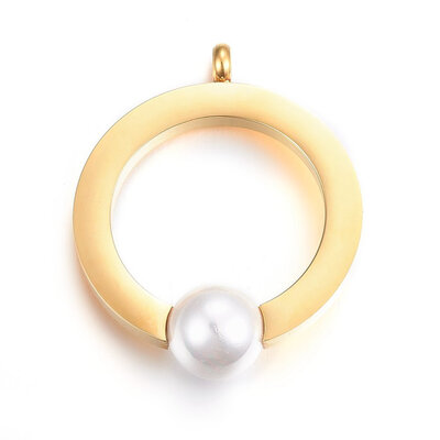 304 Stainless Steel Pendants with Acrylic Pearl Beads Ring Golden 375x305x10mm Hole 3mm
304 Stainless Steel Pendants with Acrylic Pearl Beads Ring Golden 375x305x10mm Hole 3mm
