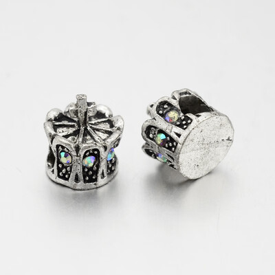 Antique Silver Plated Alloy Rhinestone European Beads Large Hole Crown Beads Crystal AB 13x12mm Hole 5mm
Antique Silver Plated Alloy Rhinestone European Beads Large Hole Crown Beads Crystal AB 13x12mm Hole 5mm