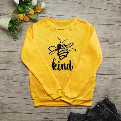 Women Autumn Winter Sweatshirt Cute Bee Kind Letters Printed Long Sleeves Pullovers Warm Casual Tops Outwear
Women Autumn Winter Sweatshirt Cute Bee Kind Letters Printed Long Sleeves Pullovers Warm Casual Tops Outwear