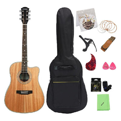 ammoon 41" Cutaway Acoustic Folk Guitar Sapele Body Rosewood Fingerboard with Gig Bag Capo Tuner Cleaning Cloth Strings Guitar Str 
ammoon 41" Cutaway Acoustic Folk Guitar Sapele Body Rosewood Fingerboard with Gig Bag Capo Tuner Cleaning Cloth Strings Guitar Str