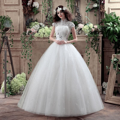 New Arrive High Neck Vintage Wedding Dress Korean Style Lace Embroidery Diamond Bride Dress Custom Made Size Ball Gown
New Arrive High Neck Vintage Wedding Dress Korean Style Lace Embroidery Diamond Bride Dress Custom Made Size Ball Gown