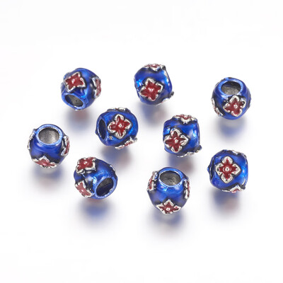 Antique Silver Plated Alloy Enamel European Beads Large Hole Rondelle Beads DarkBlue 11x8mm Hole 5mm
Antique Silver Plated Alloy Enamel European Beads Large Hole Rondelle Beads DarkBlue 11x8mm Hole 5mm