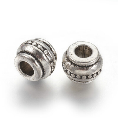 Tibetan Style Alloy European Beads Lead Free & Nickel Free & Cadmium Free Barrel Antique Silver about 9mm long 9mm wide
Tibetan Style Alloy European Beads Lead Free & Nickel Free & Cadmium Free Barrel Antique Silver about 9mm long 9mm wide