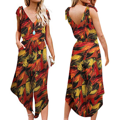 Starmoon Womens Sleeveless Printed Shoulder Bandage Waistband V-Neck Jumpsuit with Belt
Starmoon Womens Sleeveless Printed Shoulder Bandage Waistband V-Neck Jumpsuit with Belt