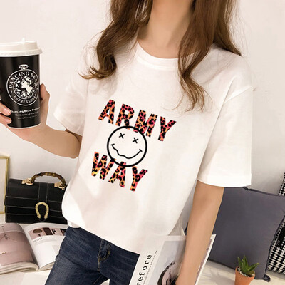 Tee Shirt Femme Womens Korean Style Round Neck Cartoon & Letters women tshirt Print Half Sleeve Loose T-Shirt
Tee Shirt Femme Womens Korean Style Round Neck Cartoon & Letters women tshirt Print Half Sleeve Loose T-Shirt