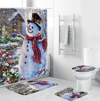 Gobestart 4Pcs Christmas shower Curtain Bathroom Anti-slip Carpet Rug Toilet Cover Mat Set
Gobestart 4Pcs Christmas shower Curtain Bathroom Anti-slip Carpet Rug Toilet Cover Mat Set