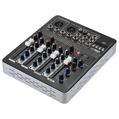 Professional 4-Channel Mic Line Audio Mixer Mixing Console with 3-band EQ 48V Phantom Power USB Interface
Professional 4-Channel Mic Line Audio Mixer Mixing Console with 3-band EQ 48V Phantom Power USB Interface
