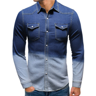 Tailored Men Casual Contrast Color Panel Button Down Denim Shirt With Pockets Top Blouse
Tailored Men Casual Contrast Color Panel Button Down Denim Shirt With Pockets Top Blouse