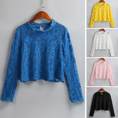 Women Cover Up See Through Floral Lace Hollow Out High Neckline Long Sleeve Sexy Beach Blouse
Women Cover Up See Through Floral Lace Hollow Out High Neckline Long Sleeve Sexy Beach Blouse