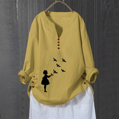 Roseonmyhand Plus Size Women Long Sleeve V-Neck Printed Cotton And Linen Tops Casual Blouse
Roseonmyhand Plus Size Women Long Sleeve V-Neck Printed Cotton And Linen Tops Casual Blouse