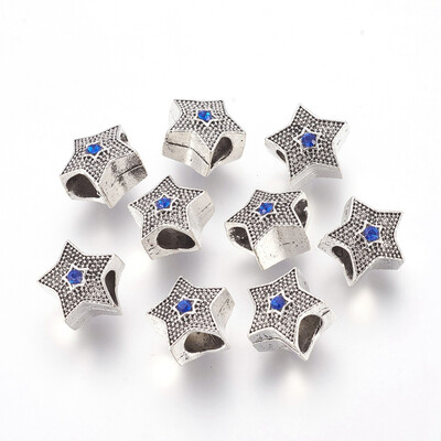 Alloy European Beads Large Hole Beads with Rhinestone Star Antique Silver Sapphire 11x9mm Hole 45mm
Alloy European Beads Large Hole Beads with Rhinestone Star Antique Silver Sapphire 11x9mm Hole 45mm