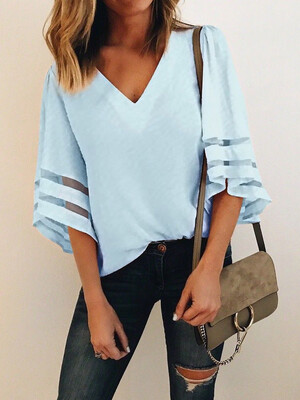 New Summer Fashion V Neck Women Casual Loose Half Sleeve Blouse Tops Blouses&Shirts
New Summer Fashion V Neck Women Casual Loose Half Sleeve Blouse Tops Blouses&Shirts