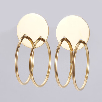 304 Stainless Steel Dangle Stud Earrings Flat Round with Ring Golden 51x25x35mm Pin 08mm
304 Stainless Steel Dangle Stud Earrings Flat Round with Ring Golden 51x25x35mm Pin 08mm