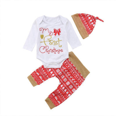 3Pcs My First Christmas Outfit Set Baby Girls Boys Long Sleeve Xmas Romper Jumpsuit Snowflake Red Long Pants Hat 0-3 Months
3Pcs My First Christmas Outfit Set Baby Girls Boys Long Sleeve Xmas Romper Jumpsuit Snowflake Red Long Pants Hat 0-3 Months