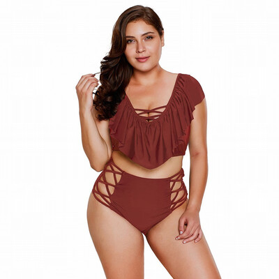 Plus Size solid color V-neck short-sleeved hem high waist belt chest pad split swimsuit
Plus Size solid color V-neck short-sleeved hem high waist belt chest pad split swimsuit