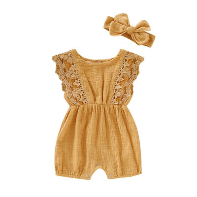 Summer Baby Girl Rompers Newborn Baby Clothes Toddler Flare Sleeve Solid Lace Design Romper Jumpsuit with Headband One-Pieces
Summer Baby Girl Rompers Newborn Baby Clothes Toddler Flare Sleeve Solid Lace Design Romper Jumpsuit with Headband One-Pieces