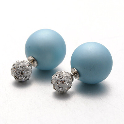 Frosted Plastic Pearl with Polymer Clay Rhinestone Ball Stud Earrings Aqua 816mm Pin 08mm
Frosted Plastic Pearl with Polymer Clay Rhinestone Ball Stud Earrings Aqua 816mm Pin 08mm