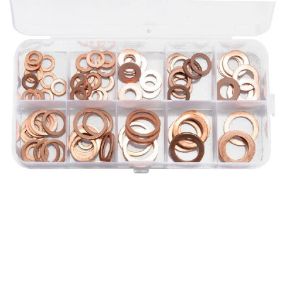 100pcs Copper Washer Gasket Nut&Bolt Set Flat Ring Seal Assortment Kit with Box M5-M14 Electrical Woodworking Washers Sets
100pcs Copper Washer Gasket Nut&Bolt Set Flat Ring Seal Assortment Kit with Box M5-M14 Electrical Woodworking Washers Sets
