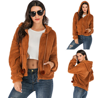Roseonmyhand Women Fashion Solid Faux Plush Ball Jacket Hooded Plush Zipper Loose Pocket Coat
Roseonmyhand Women Fashion Solid Faux Plush Ball Jacket Hooded Plush Zipper Loose Pocket Coat