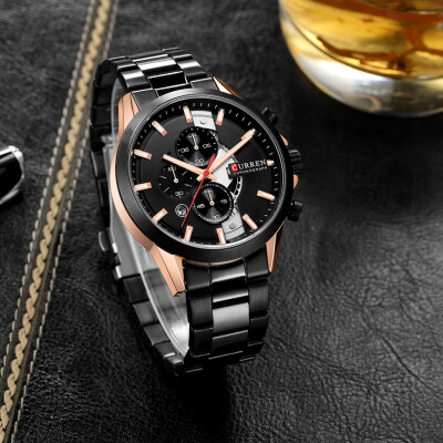 Gobestart Mens Business Steel Strap Waterproof Calendar Casual Quartz Tri-Eyes Watch
Gobestart Mens Business Steel Strap Waterproof Calendar Casual Quartz Tri-Eyes Watch