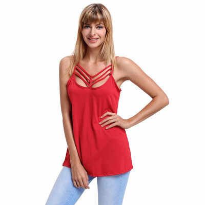 Sleeveless neckline strap design solid color straight tube casual T-shirt top
Sleeveless neckline strap design solid color straight tube casual T-shirt top