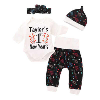 Newborn Baby Boys Girls Tops Romper Pants Hat Headband 4PCS Outfits Set Infant Year Baby Clothes
Newborn Baby Boys Girls Tops Romper Pants Hat Headband 4PCS Outfits Set Infant Year Baby Clothes