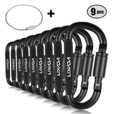 Lixada 9 Pack Aluminum Alloy D-ring Locking Carabiner Clip Set Screw Lock Hanging Hook Buckle Keychain with Steel Wire Ring for Ou
Lixada 9 Pack Aluminum Alloy D-ring Locking Carabiner Clip Set Screw Lock Hanging Hook Buckle Keychain with Steel Wire Ring for Ou