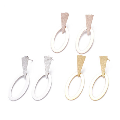 304 Stainless Steel Dangle Stud Earrings Textured Triangle&Oval Mixed Color 50mm Pendant 33x173x1mm&215x9x08mm Pi
304 Stainless Steel Dangle Stud Earrings Textured Triangle&Oval Mixed Color 50mm Pendant 33x173x1mm&215x9x08mm Pi