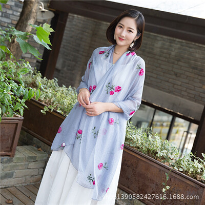 Scarf shawl dual-use long female Korean version of the national wind embroidery chiffon scarves spring&autumn embroidered shawl manufacturers wholesale
Scarf shawl dual-use long female Korean version of the national wind embroidery chiffon scarves spring&autumn embroidered shawl manufacturers wholesale