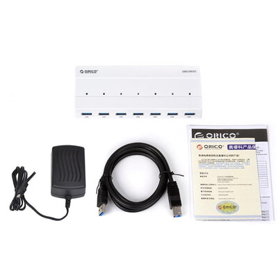 Orico 7 Ports USB30 HUB SuperSpeed 5Gbps for PC Macbook Hot-Swap Plug-and-Play Plastic White
Orico 7 Ports USB30 HUB SuperSpeed 5Gbps for PC Macbook Hot-Swap Plug-and-Play Plastic White