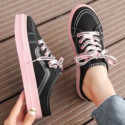 Summer womens shoes canvas flat sole lace-up lazy shoes Korean version of leisure semi-slippers wearing baggy slippers in t
Summer womens shoes canvas flat sole lace-up lazy shoes Korean version of leisure semi-slippers wearing baggy slippers in t