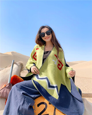 Womens fashion wave pattern slit warm scarf European&American personality shawl imitation cashmere cloak travel cloak
Womens fashion wave pattern slit warm scarf European&American personality shawl imitation cashmere cloak travel cloak