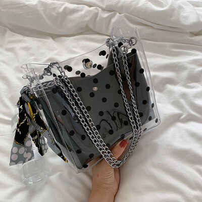 Jelly transparent small bag chic summer fresh womens bag new 2019 silk scarf bucket bag chain bag oblique satchel bag
Jelly transparent small bag chic summer fresh womens bag new 2019 silk scarf bucket bag chain bag oblique satchel bag