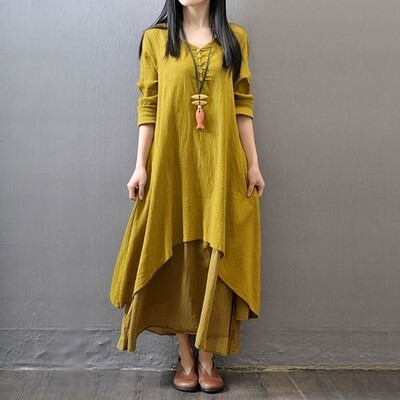 New Plus Size Women Casual Loose Dress Solid Long Sleeve Cotton Linen Boho Long Maxi Autumn Dress Plus Size S - 5XL
New Plus Size Women Casual Loose Dress Solid Long Sleeve Cotton Linen Boho Long Maxi Autumn Dress Plus Size S - 5XL