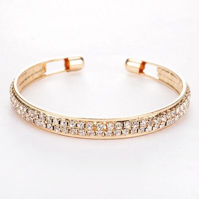 Gold Silver Inlaid Rhinestone 2 Rows Open Bracelet Unisex Pair Hand Bracelet Fashion Jewellery Hot Gift
Gold Silver Inlaid Rhinestone 2 Rows Open Bracelet Unisex Pair Hand Bracelet Fashion Jewellery Hot Gift