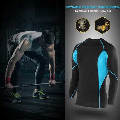 Greensen Black Men Tight Wicking Long Sleeve T-shirt Fitness Running Sports Clothes Blue Stripes
Greensen Black Men Tight Wicking Long Sleeve T-shirt Fitness Running Sports Clothes Blue Stripes