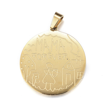 304 Stainless Steel Pendants for Mothers Day Gifts Flat Round with Words Golden 30x28x2mm Hole 45x6mm
304 Stainless Steel Pendants for Mothers Day Gifts Flat Round with Words Golden 30x28x2mm Hole 45x6mm