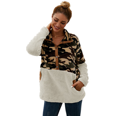 Sweatshirt Women Plush Zipper Camouflage Stitching Hoodies Long Sleeve Casual Warm Winter Autumn Loose Pullover
Sweatshirt Women Plush Zipper Camouflage Stitching Hoodies Long Sleeve Casual Warm Winter Autumn Loose Pullover